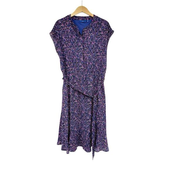 Apt 9 Purple Abstract Print Modest Chiffon Lined Dress Womens Petite Large - Picture 1 of 5